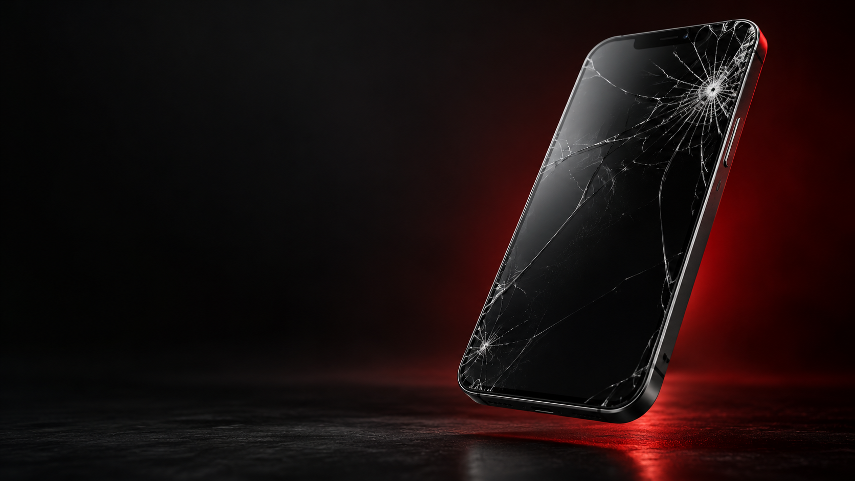 Cracked smartphone ready for repair
